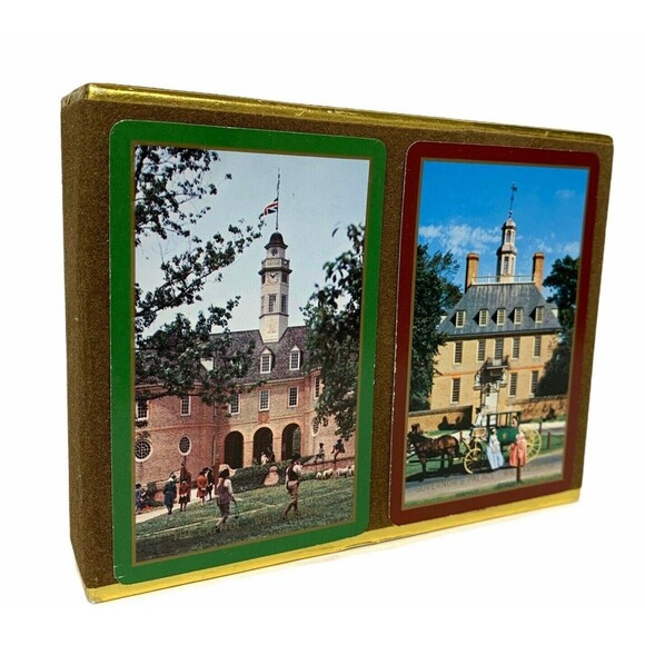 Vintage Congress Playing Cards Boxed Set Double Deck Williamsburg Capital - Picture 2 of 6